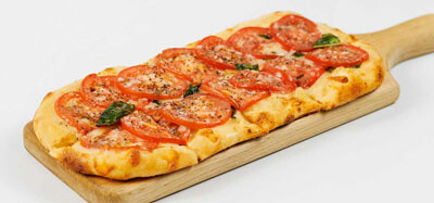 Fresh Basil, Tomato and Cheese Flatbread Pizza